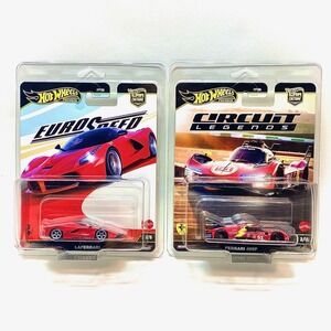 HotWheels Premium Circuit Legends Ferrari 499P+Eurospeed LaFerrari Bundle W/Case